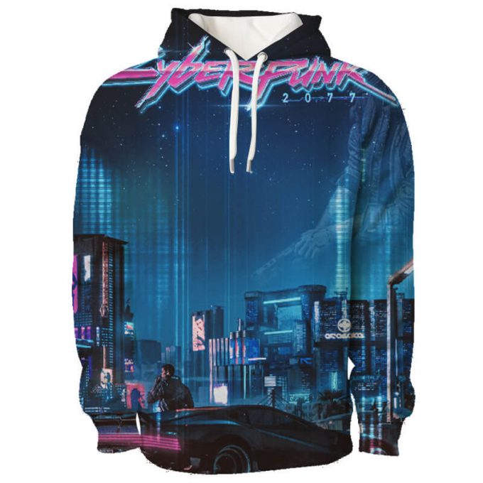 night city Women Hoodies, Cyberpunk 2077 Tops Tie Dye Printed Long Sleeve hoodie
